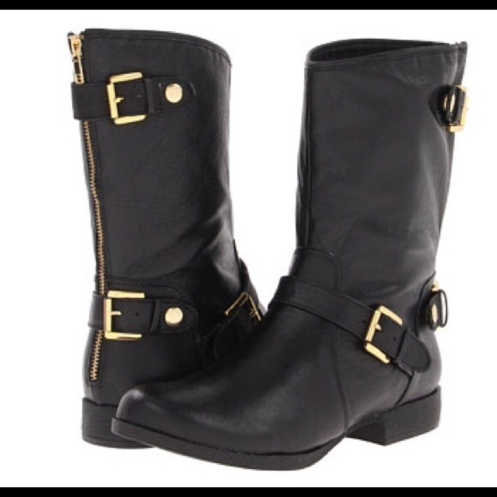 Steve Madden Enngage Black Leather Moto Boot​​​​​
